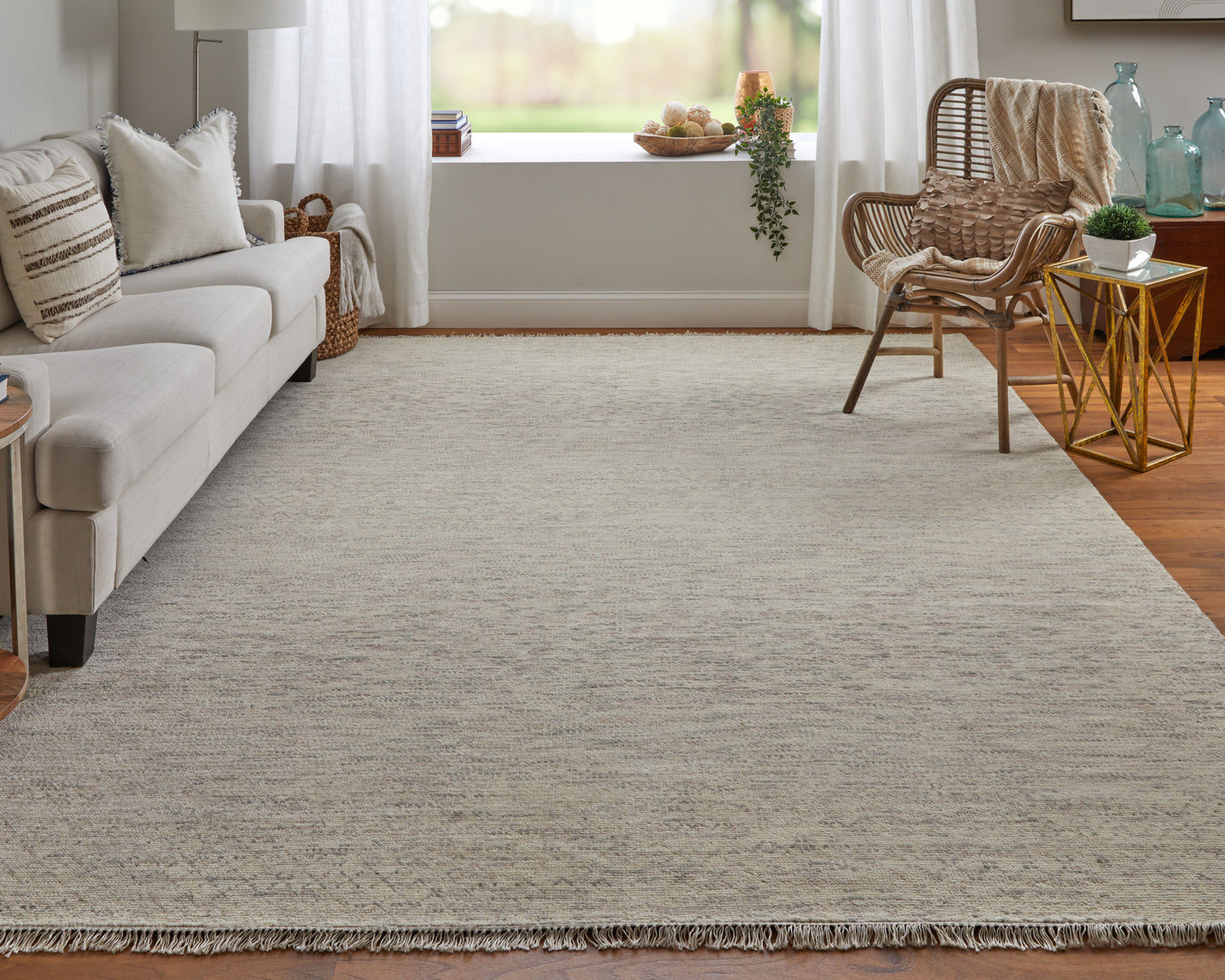 Branson Transitional/Casual/Scandinavian Solid/Geometric Ivory/Pink/Gray - Feizy Rug