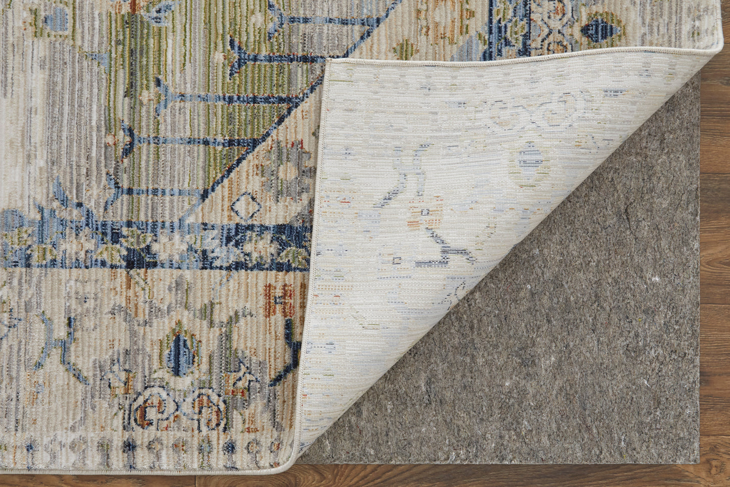 Melrose Transitional/Bohemian & Eclectic/Vintage Distressed/Bordered/Medallion Ivory/Green/Blue - Feizy Rug