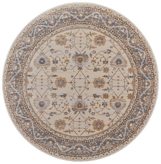 Celene Traditional/Luxury & Glam/Vintage Tan/Ivory/Gray Round Rug  Feizy Rugs Small Parcel,Feizy Rugs,Celene,Tan/Ivory/Gray,7'9" x 7'9" Round,Round Rug,Viscose/Polyester,Traditional/Luxury & Glam/Vintage,Turkey