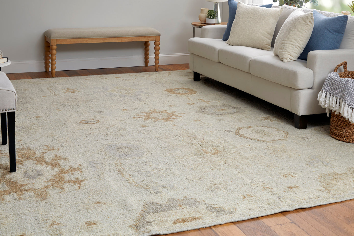 Grafton Transitional/Craftsman/Bohemian & Eclectic Floral & Botanical Tan/Ivory/Orange - Feizy Rug