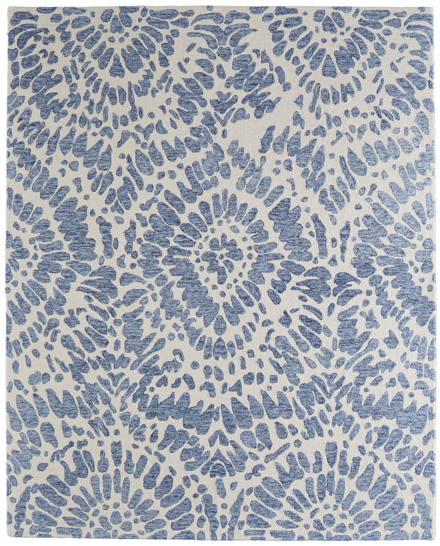 Wallace Modern/Bohemian & Eclectic Abstract/Floral & Botanical/Watercolor Blue/Ivory - Feizy Rug