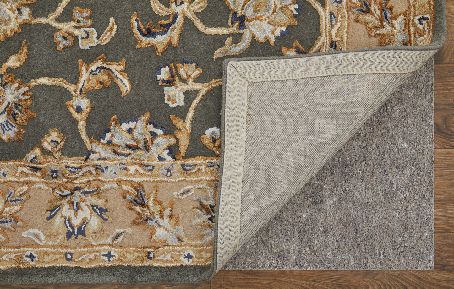 Prescott Traditional/French & Victorian/Bohemian & Eclectic Floral & Botanical/Bordered Taupe/Tan/Ivory - Feizy Rug
