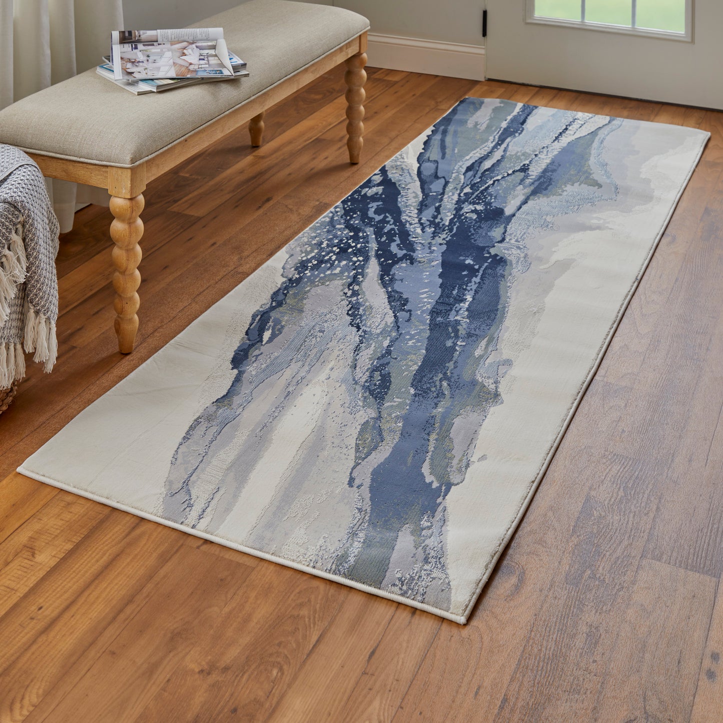 Clio Modern/Industrial/Casual Blue/Gray/Ivory Runner  Feizy Rugs Small Parcel,Feizy Rugs,Clio,Blue/Gray/Ivory,2'9" x 7'10",Runner,Polypropylene,Modern/Industrial/Casual,Turkey