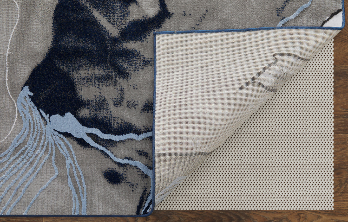 Gaspar Modern/Industrial/Casual Abstract/Watercolor Blue/Gray/Ivory - Feizy Rug