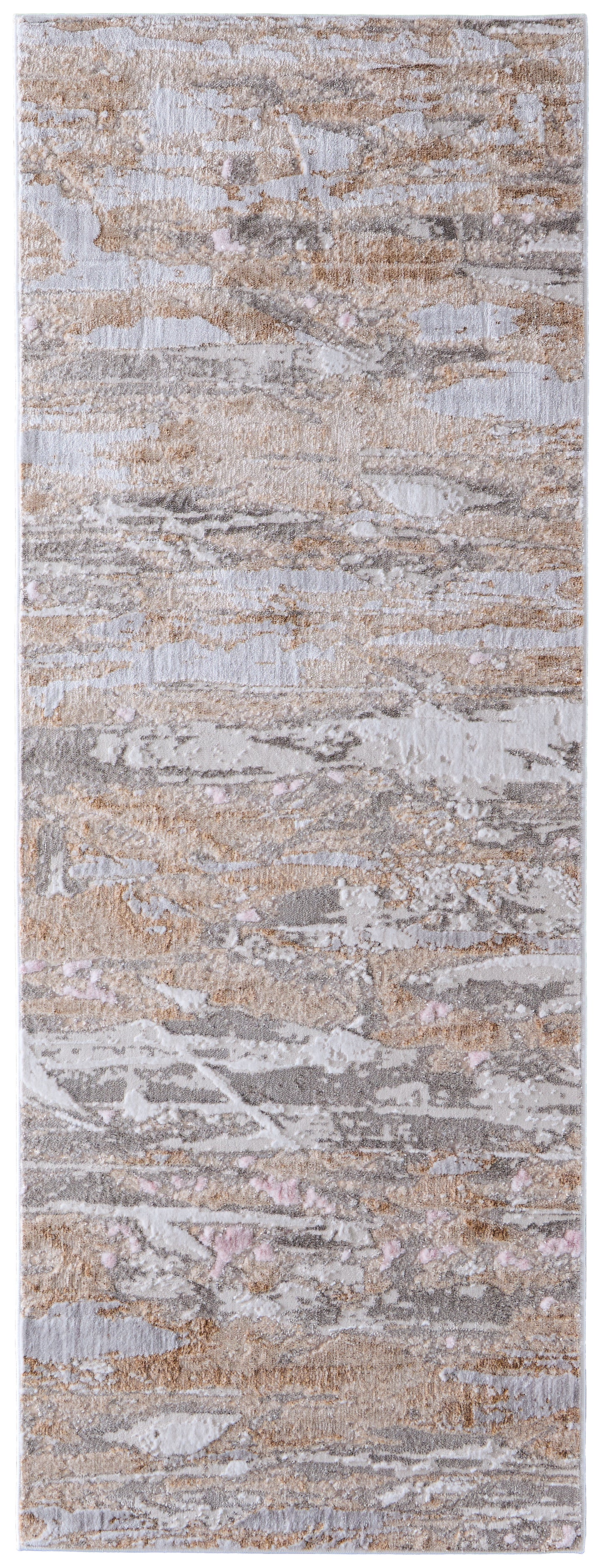 Laina Transitional/Industrial/Casual Abstract/Watercolor/Distressed Tan/Ivory/Pink - Feizy Rug