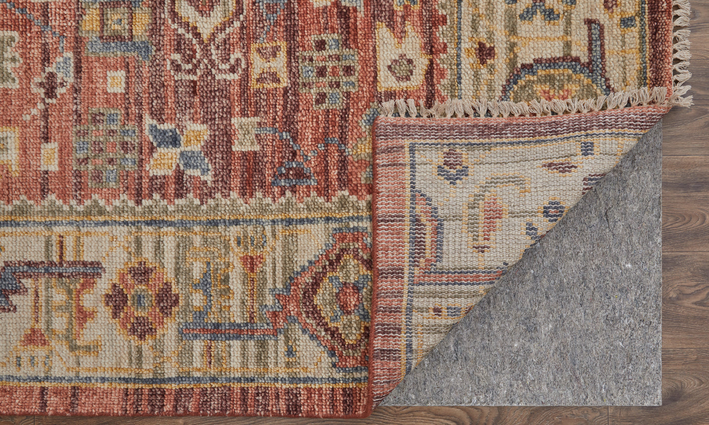 Fillmore Transitional/Global Red/Ivory/Gold Area Rug