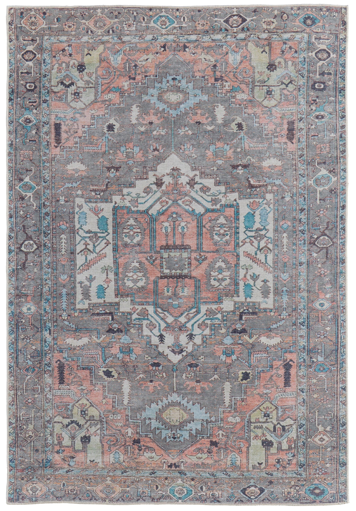 Percy Transitional/Bohemian & Eclectic/Casual Medallion/Distressed/Persian Taupe/Red/Brown - Feizy Rug