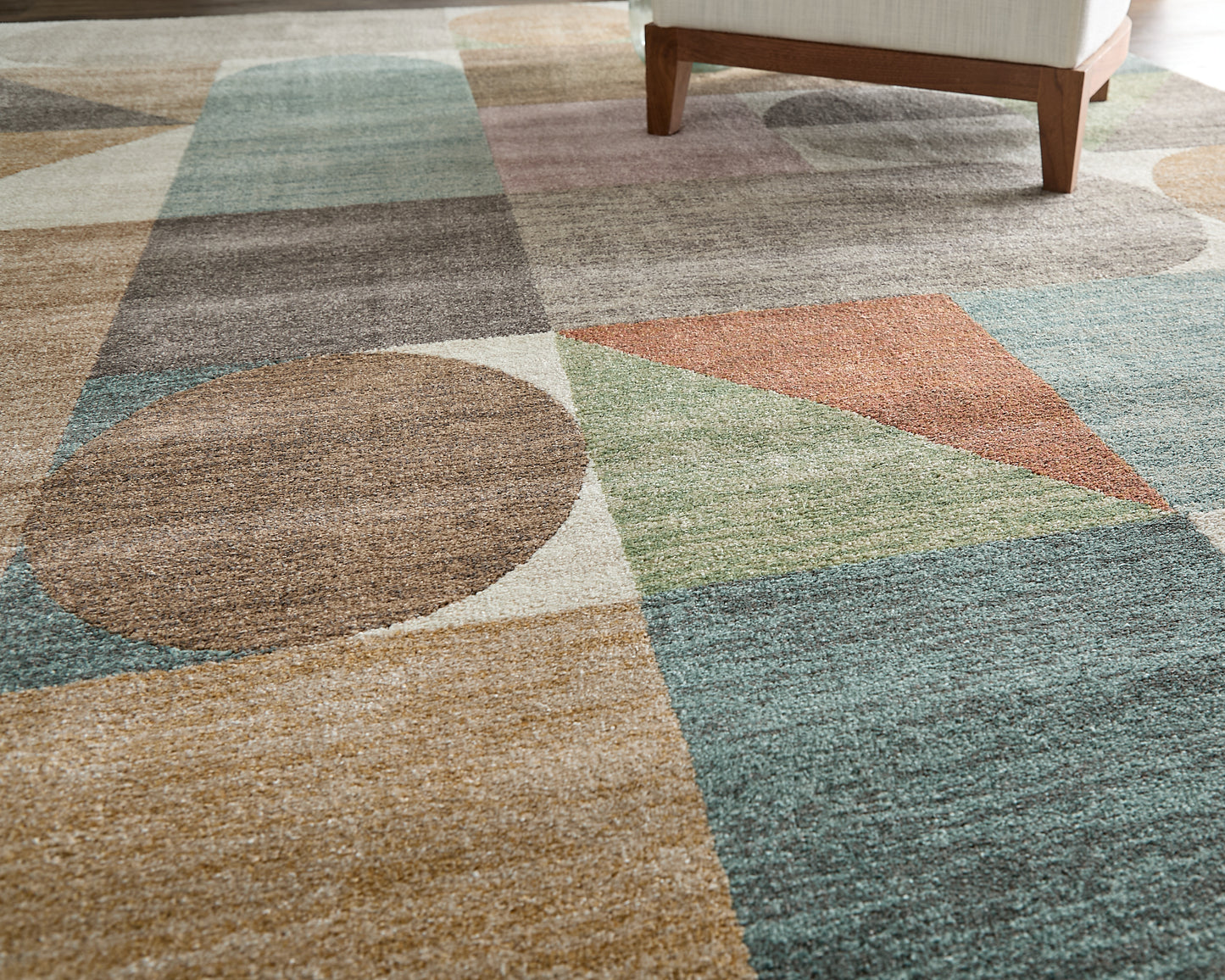 Eden Modern Color Block/Geometric Ivory/Brown/Blue - Feizy Rug