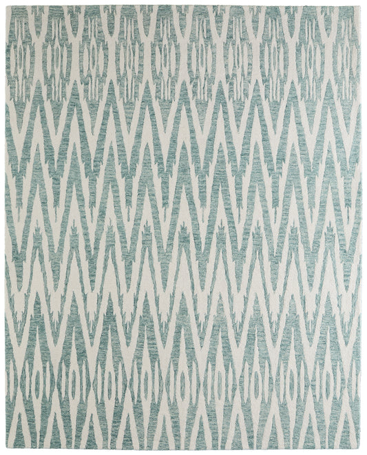 Wallace Modern/Bohemian & Eclectic/Global Chevron/Geometric Blue/White - Feizy Rug