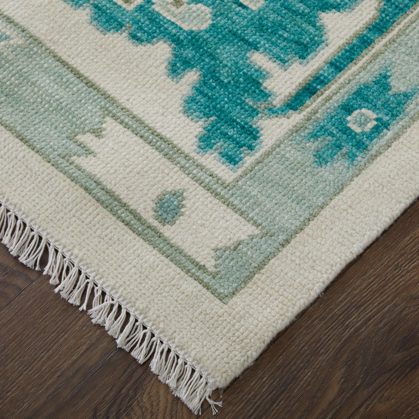 Karina Transitional/Craftsman/Casual Floral & Botanical/Scroll/Bordered Green/Ivory - Feizy Rug