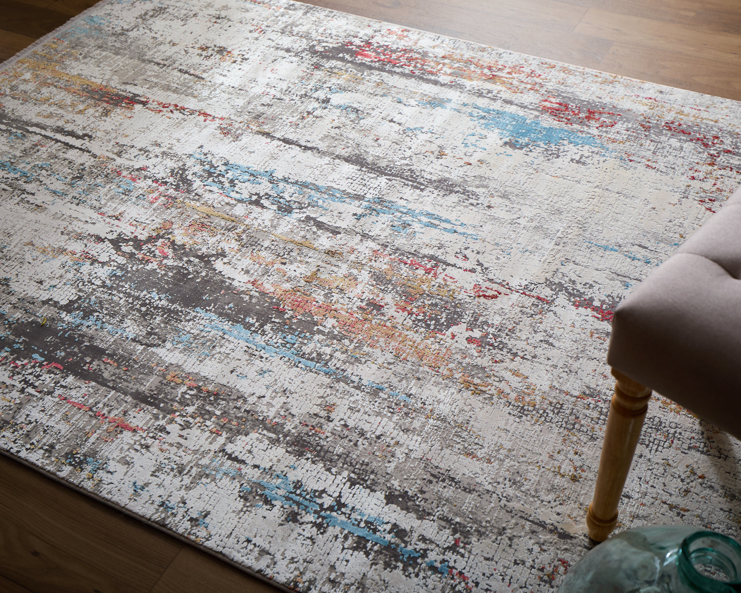 Cadiz Modern/Industrial/Luxury & Glam Abstract/Watercolor Gray/Red/Blue - Feizy Rug