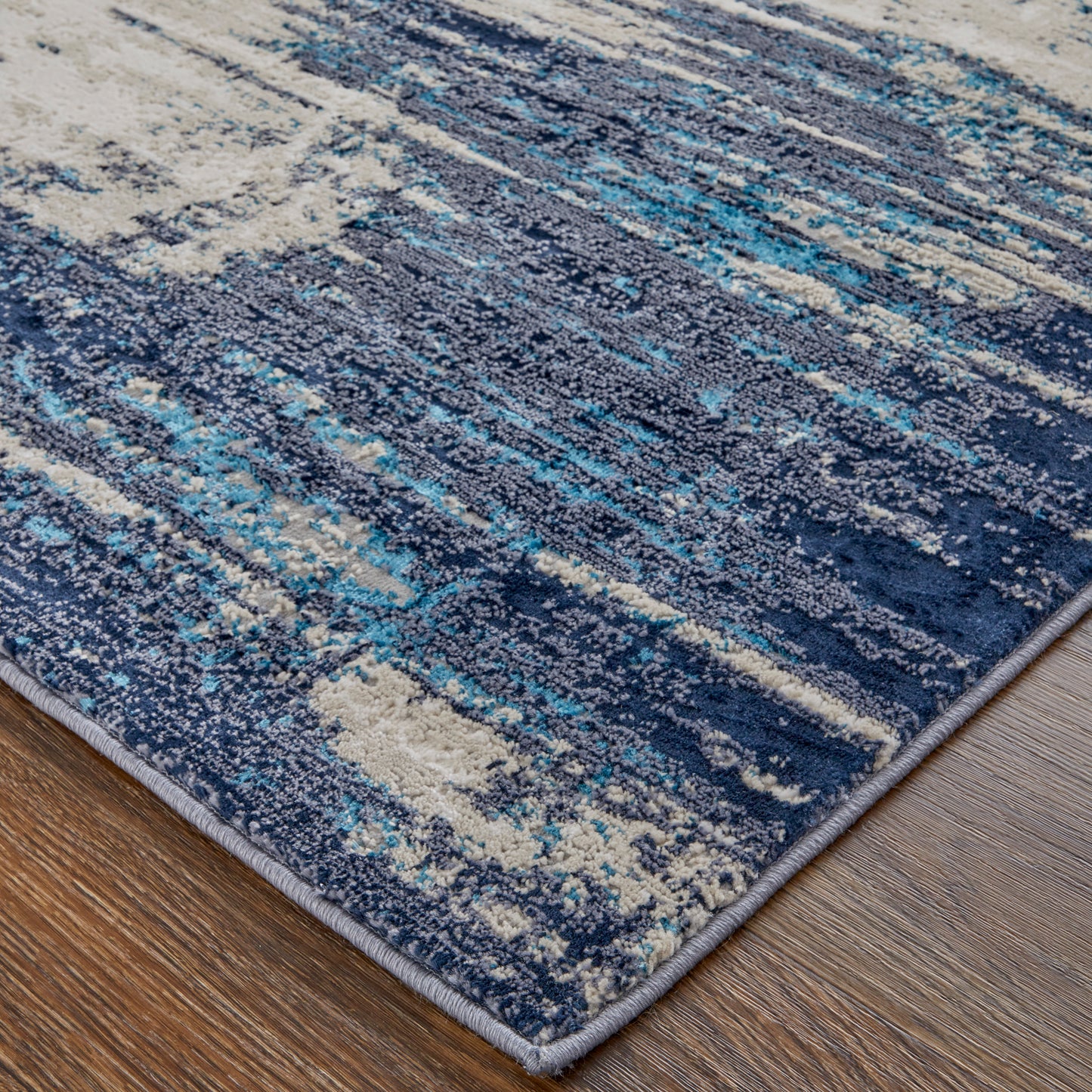 Indio Modern/Industrial/Casual Tan/Blue/Ivory Area Rug