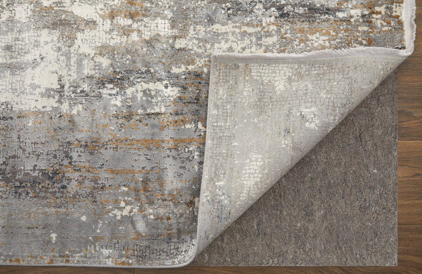 Cadiz Modern/Casual/Industrial Ivory/Gray/Gold Runner  Feizy Rugs Small Parcel,Feizy Rugs,Cadiz,Ivory/Gray/Gold,3'1" x 10',Runner,Viscose/Acrylic,Modern/Casual/Industrial,Turkey