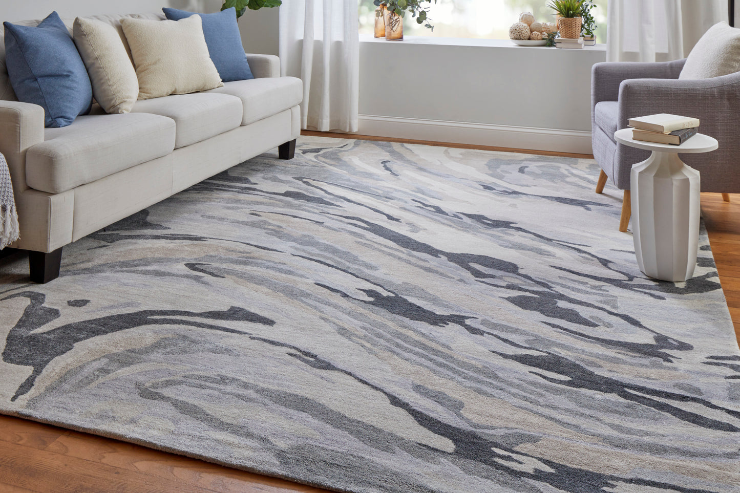 Dryden Transitional/Industrial/Casual Abstract/Watercolor Blue/Gray/Taupe - Feizy Rug