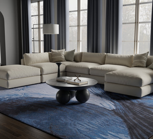 Kawai Modern/Nautical & Coastal/Bohemian & Eclectic Blue/Black/Gray Area Rug