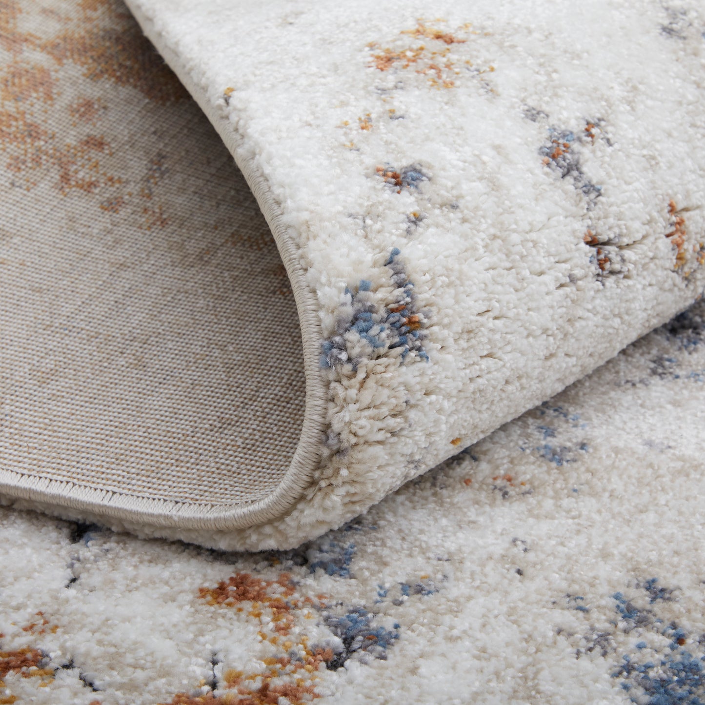 Gilmore Modern/Bohemian & Eclectic/Casual Abstract/Watercolor Ivory/Blue/Orange - Feizy Rug