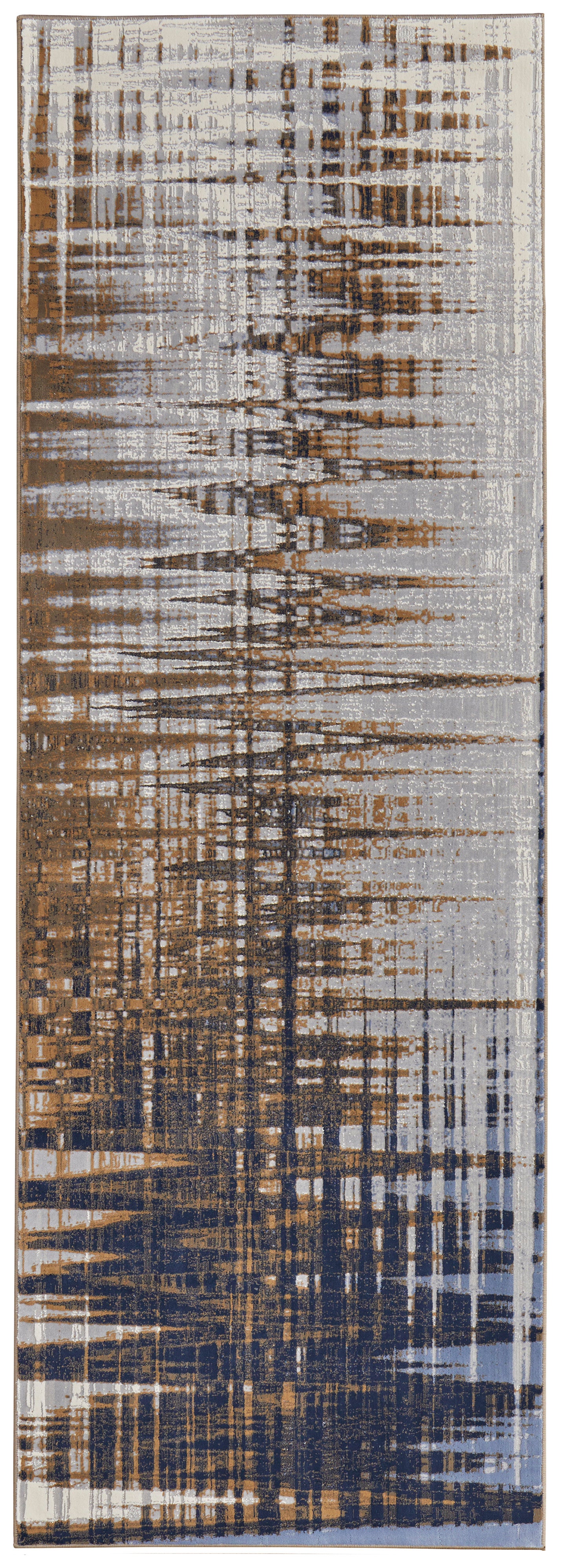 Clio Modern/Industrial/Casual Blue/Orange/Gray Runner  Feizy Rugs Small Parcel,Feizy Rugs,Clio,Blue/Orange/Gray,2'9" x 7'10",Runner,Polypropylene,Modern/Industrial/Casual,Turkey