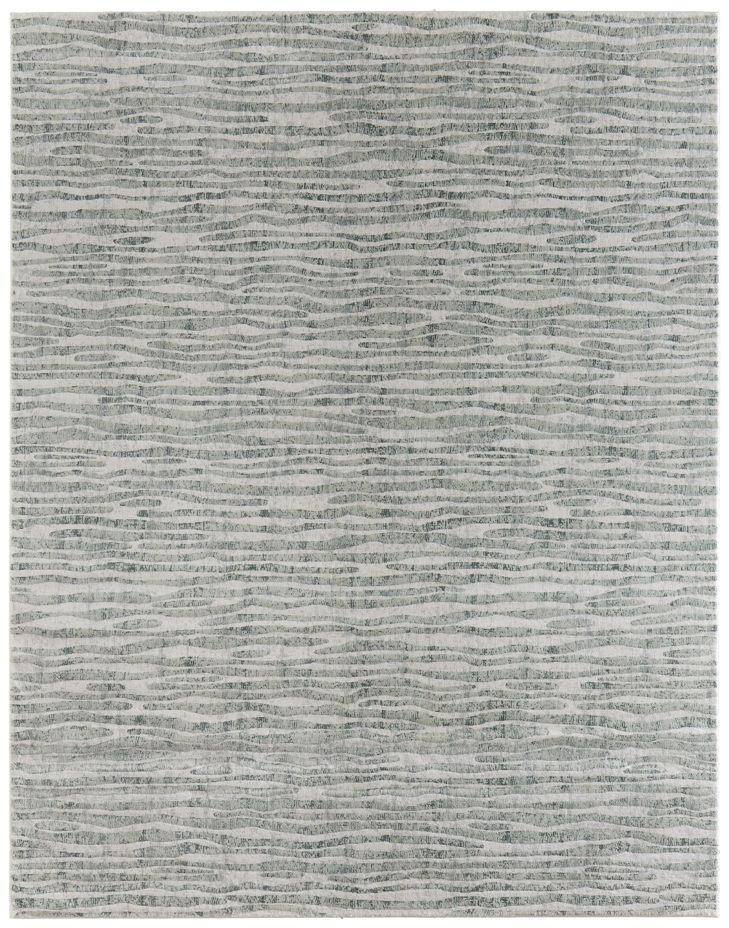 Atwell Transitional/Industrial/Casual Abstract/Stripes/Distressed Gray/Green/Ivory - Feizy Rug