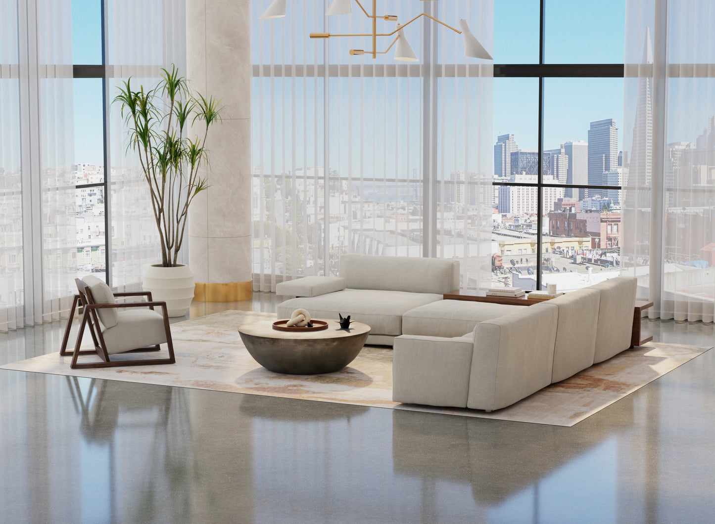 Pearson Modern/Bohemian & Eclectic Abstract/Watercolor/Distressed Ivory/Green/Tan - Feizy Rug