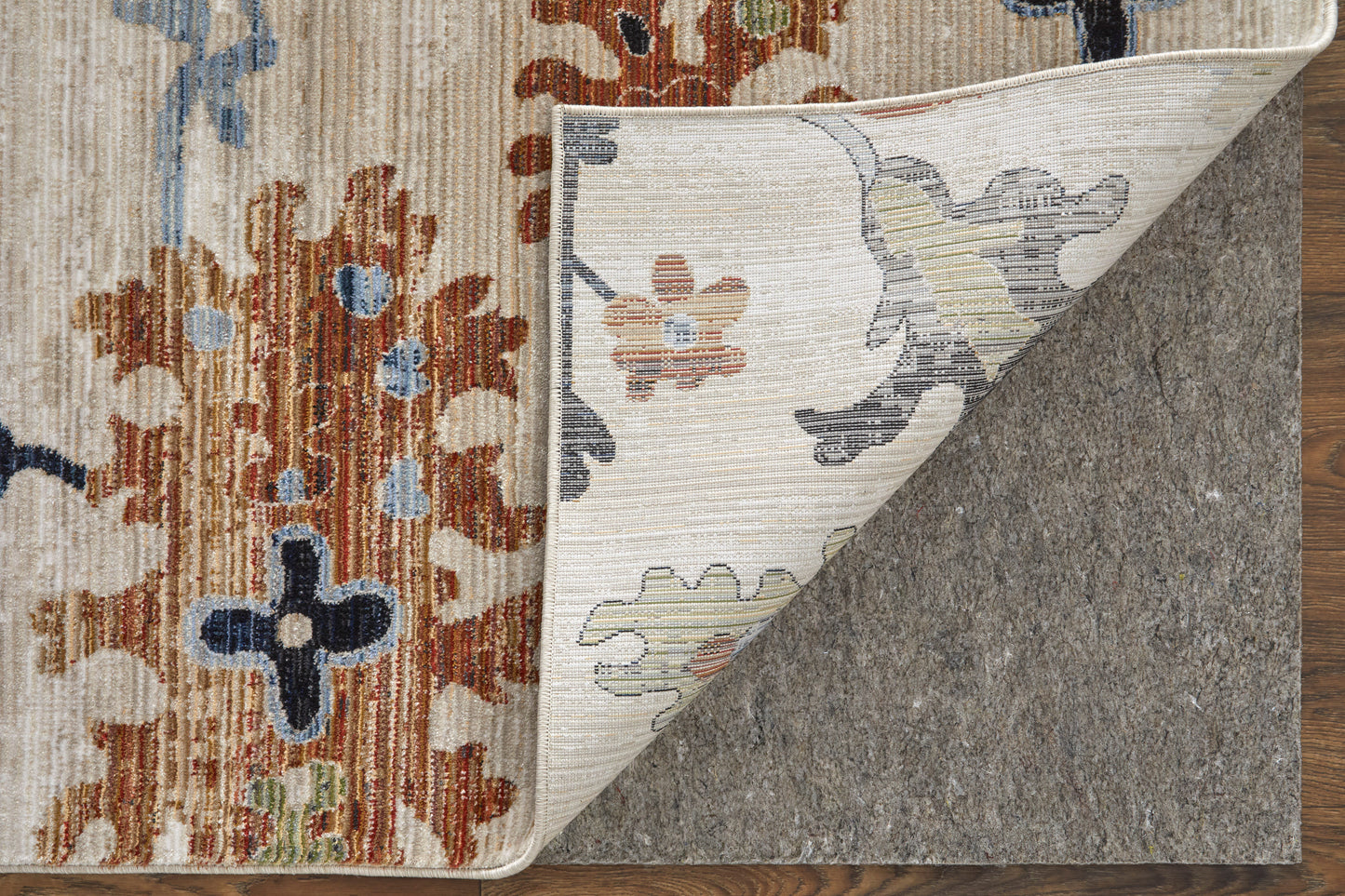 Melrose Transitional/Bohemian & Eclectic/Cottage Floral & Botanical Ivory/Red/Blue - Feizy Rug