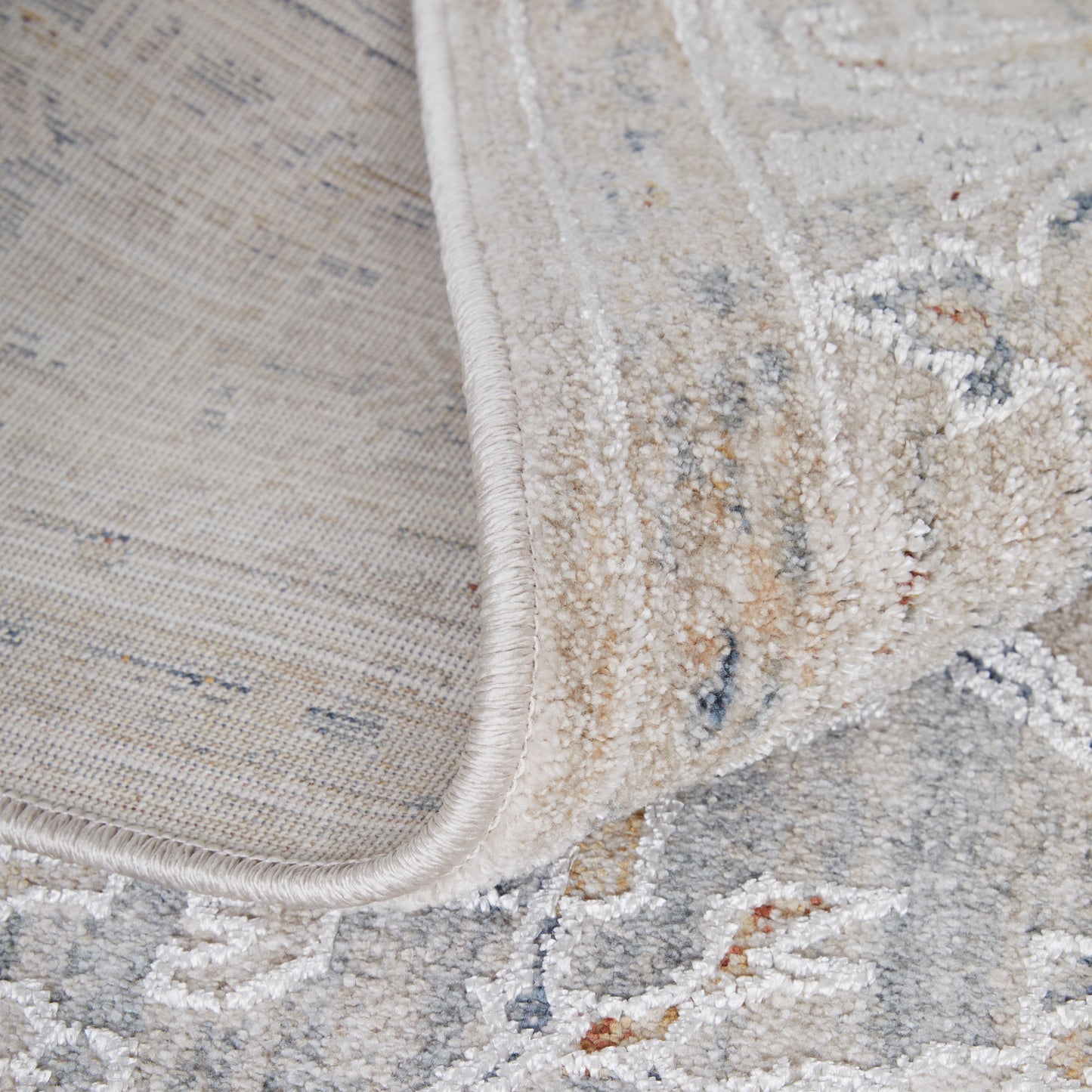 Pasha Transitional/Bohemian & Eclectic/Global Ivory/Taupe/Blue Accent Rug  Feizy Rugs Small Parcel,Feizy Rugs,Pasha,Ivory/Taupe/Blue,2' x 3',Accent Rug,Polyester,Transitional/Bohemian & Eclectic/Global,Turkey