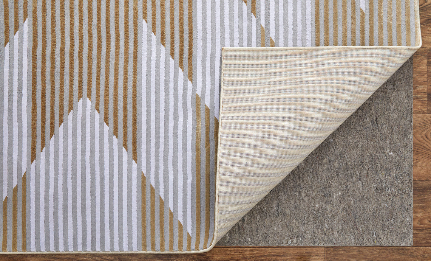 Marigold Modern/Mid-Century Modern/Industrial Geometric/Gradient & Ombre/Herringbone Gold/Gray/White - Feizy Rug
