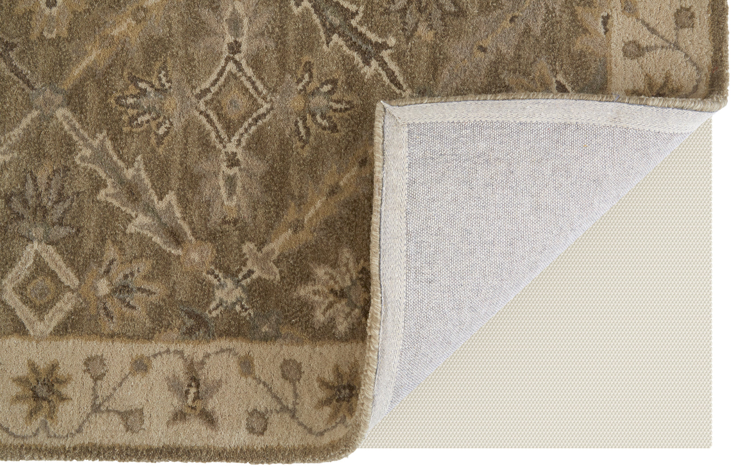 Eaton Traditional/Classic/Persian Oriental/Floral & Botanical/Bordered Green/Brown/Taupe - Feizy Rug