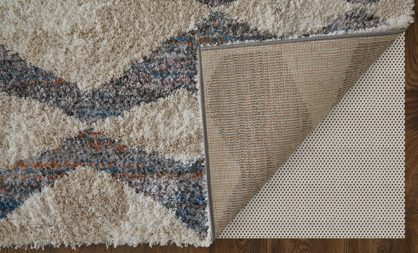 Mynka Transitional/Bohemian & Eclectic/Casual Diamond/Stripes/Geometric Tan/Ivory/Blue - Feizy Rug
