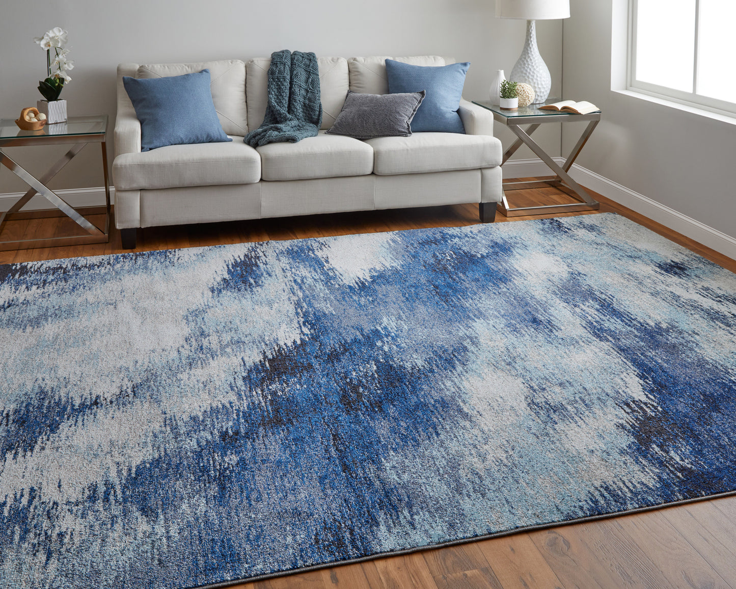 Edgemont Modern/Casual Abstract/Watercolor Blue/Ivory - Feizy Rug