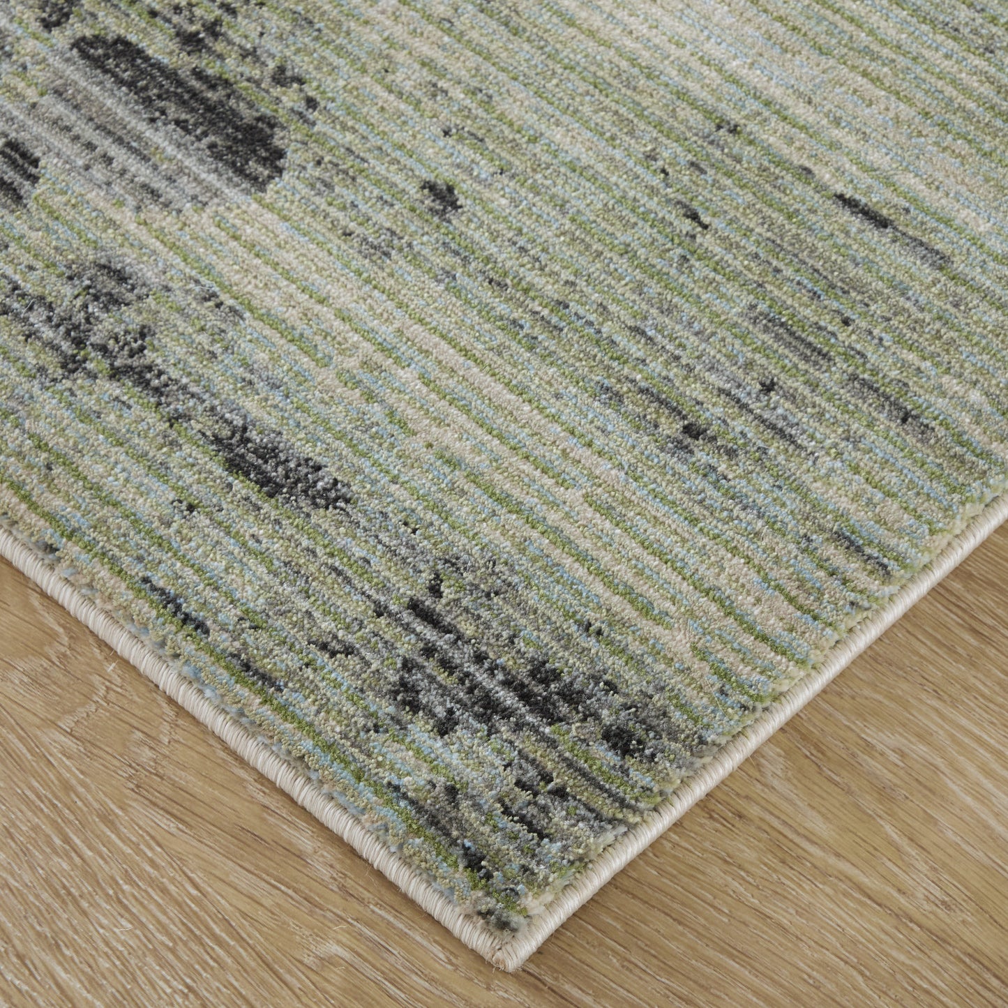 Sonora Modern/Industrial Abstract/Watercolor/Distressed Green/Ivory/Tan - Feizy Rug