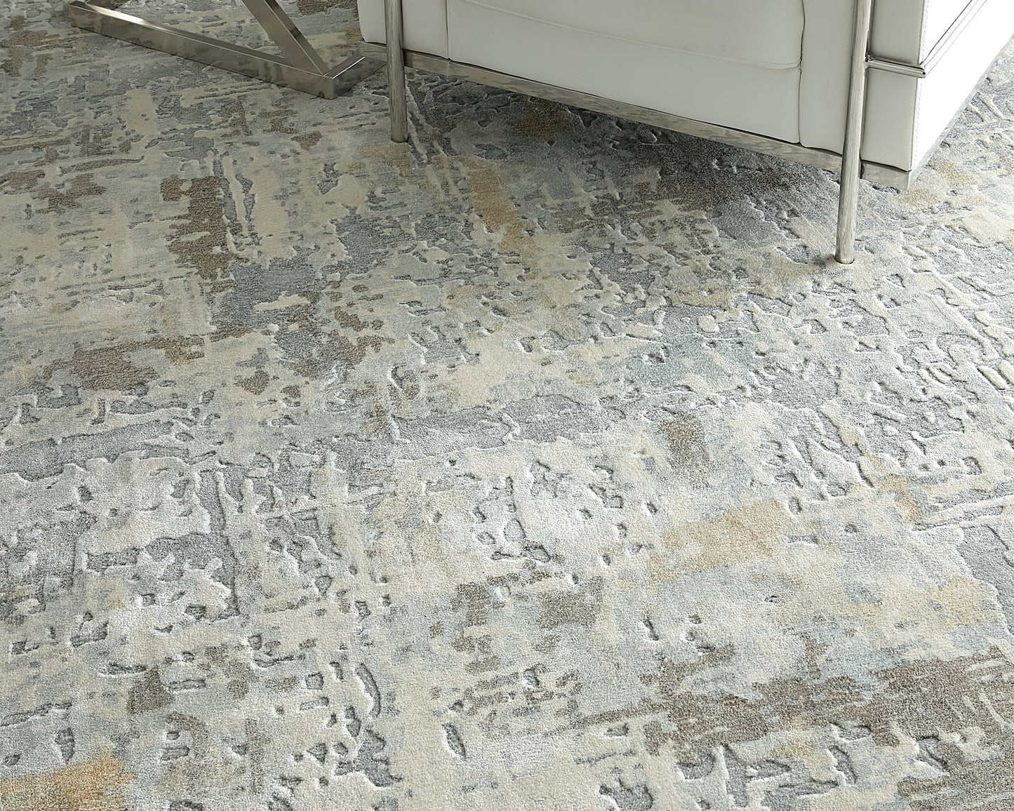 Braden Modern/Industrial/Casual Abstract/Watercolor Blue/Gray/Brown - Feizy Rug