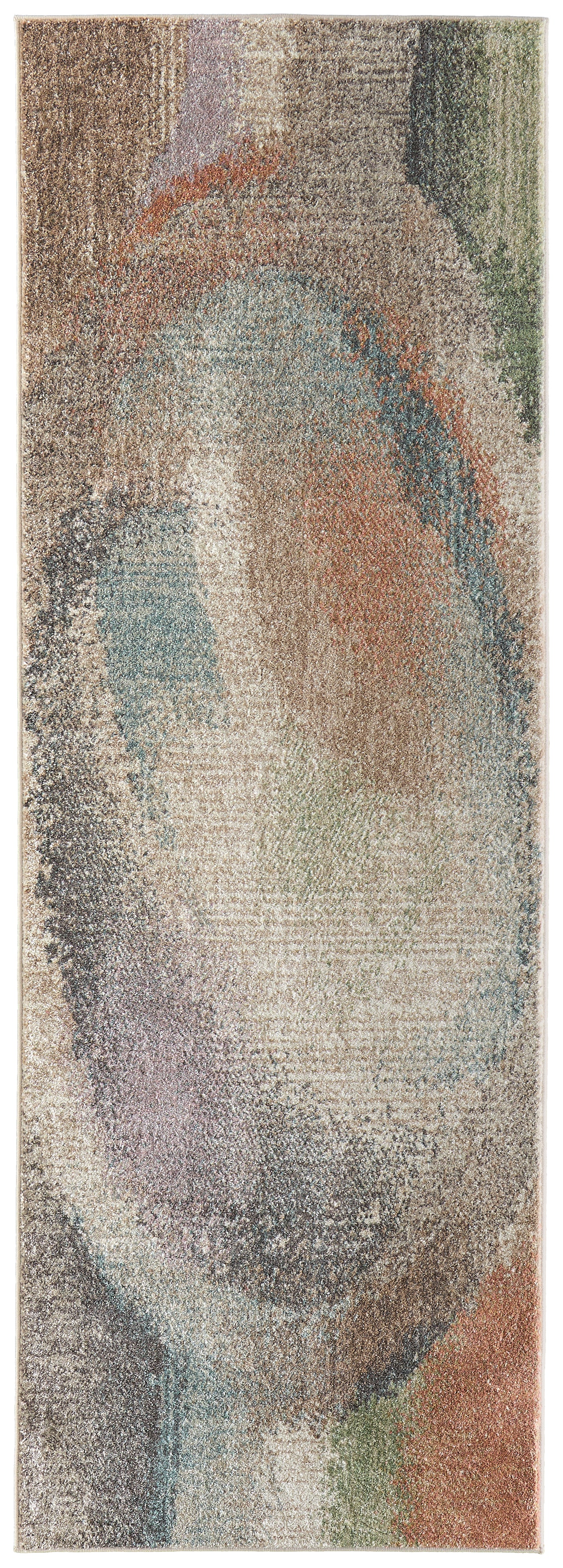 Eden Modern/Industrial Abstract/Geometric/Distressed Brown/Tan/Blue - Feizy Rug