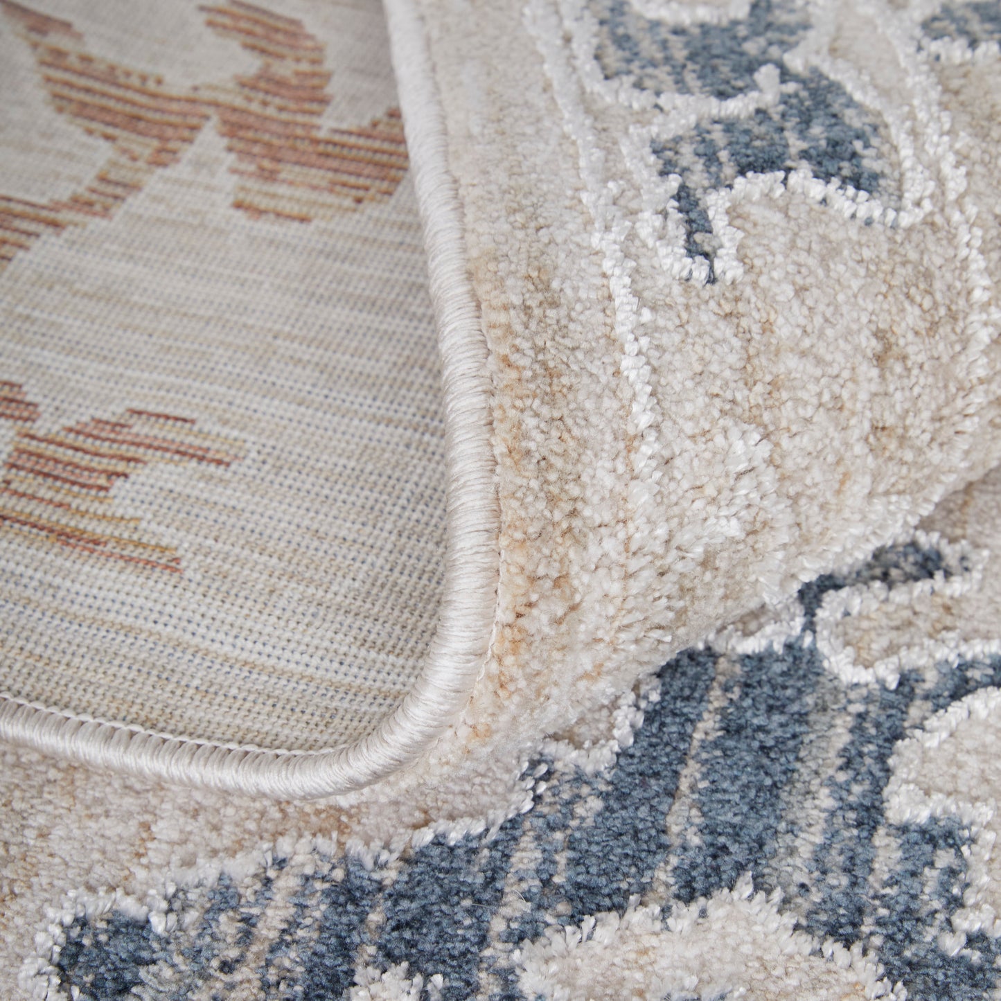 Pasha Transitional/Bohemian & Eclectic/Cottage Ivory/Blue/Gold Area Rug