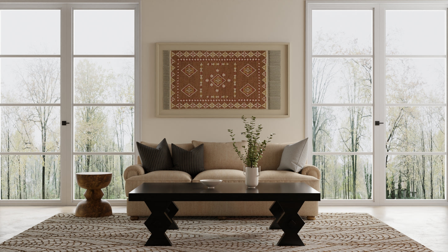 Wallace Modern/Bohemian & Eclectic/Luxury & Glam Ikat/Geometric White/Brown - Feizy Rug