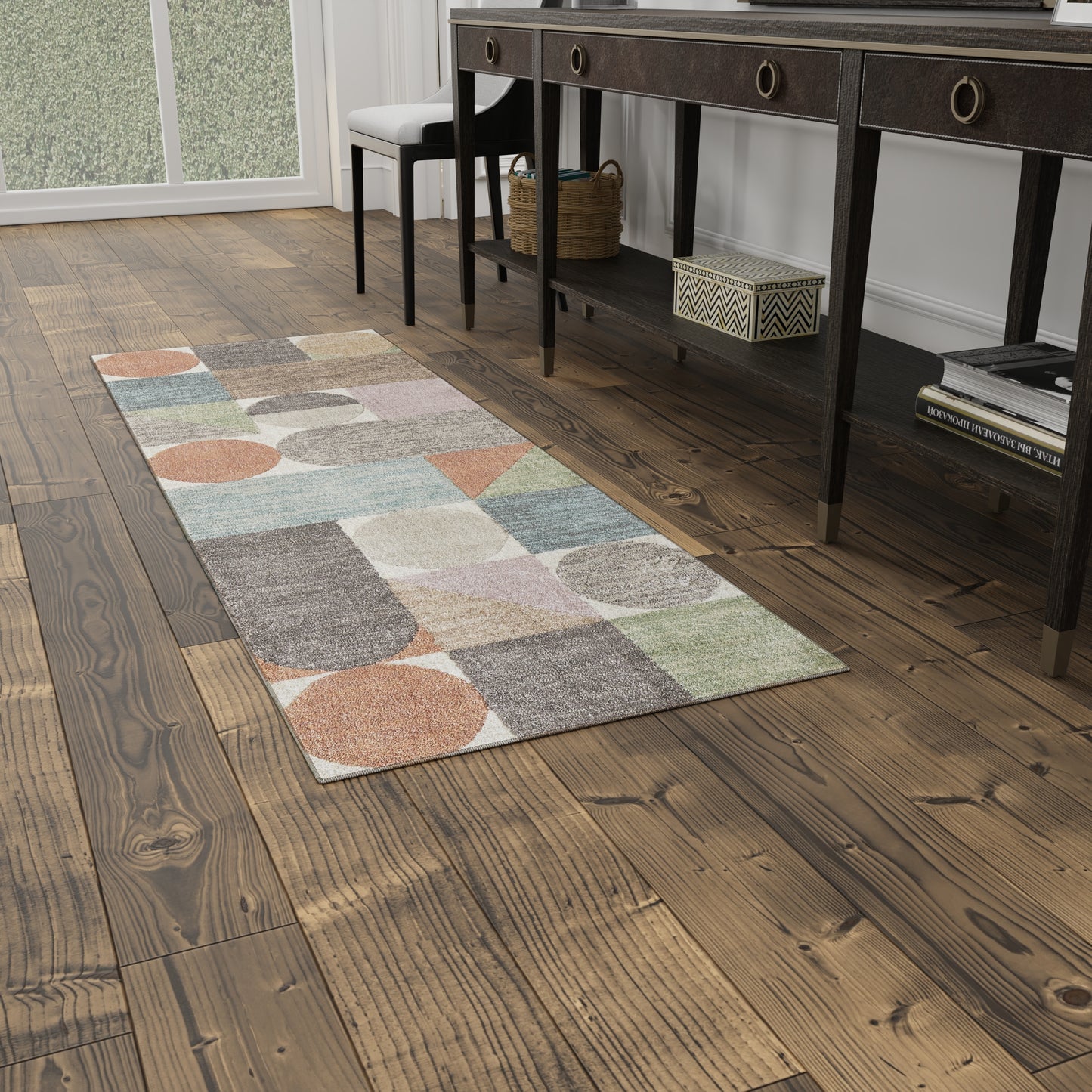 Eden Modern Color Block/Geometric Ivory/Brown/Blue - Feizy Rug