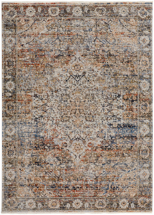 Kaia Transitional/Bohemian & Eclectic/Vintage Tan/Orange/Blue Accent Rug