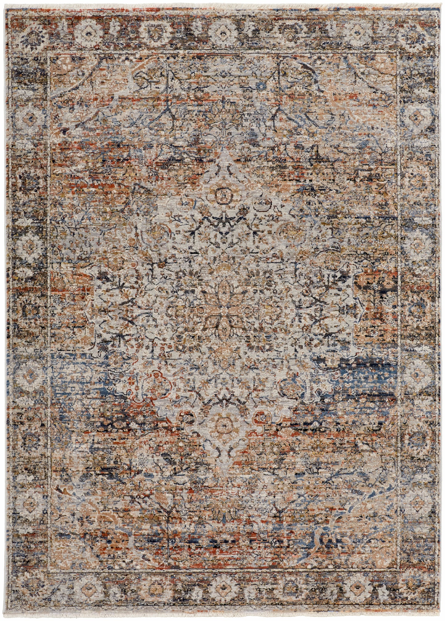 Kaia Transitional/Bohemian & Eclectic/Vintage Tan/Orange/Blue Area Rug