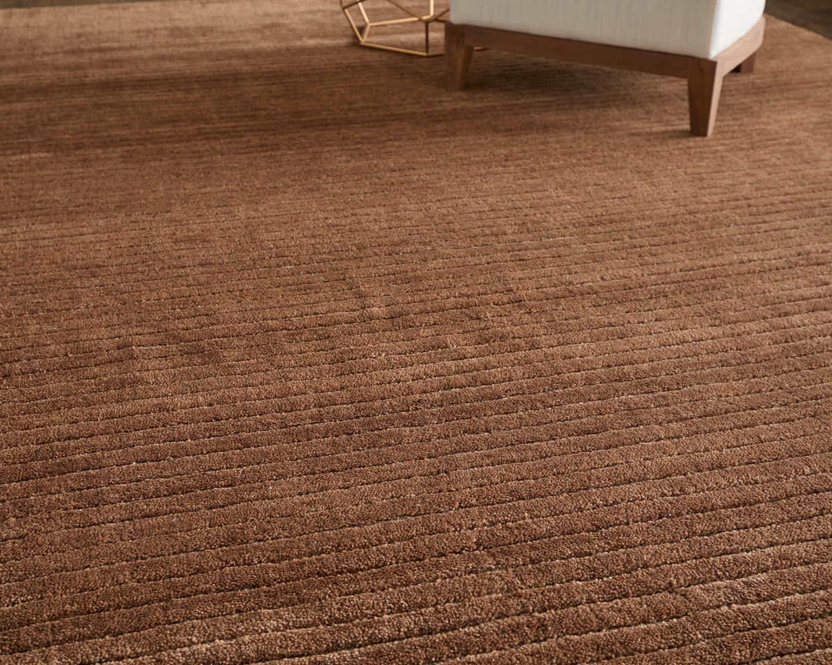 Cornerstone Modern/Casual Solid/Stripes Brown - Feizy Rug