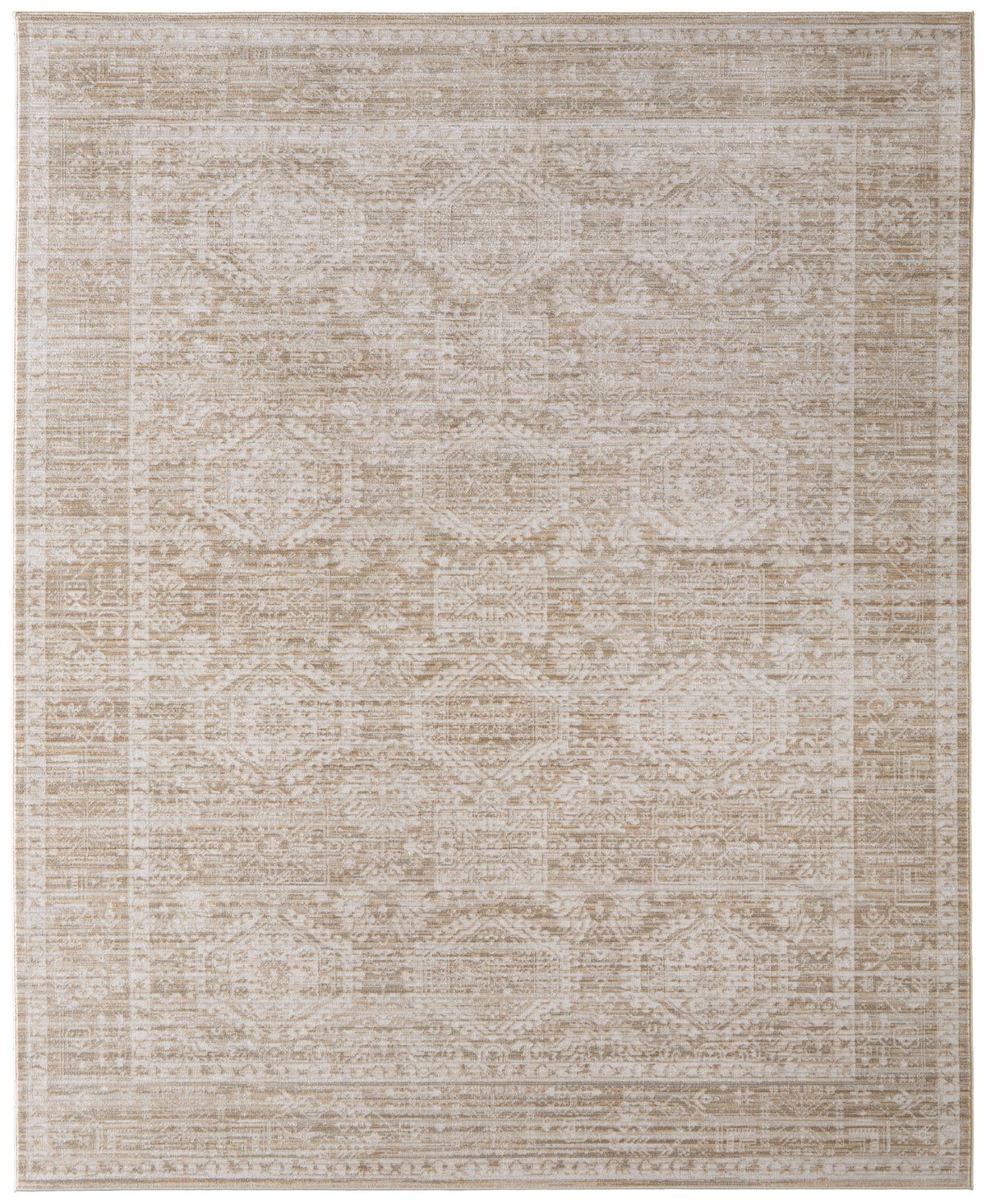 Augustine Traditional/Classic/Vintage Medallion/Bordered/Distressed Tan/Ivory - Feizy Rug