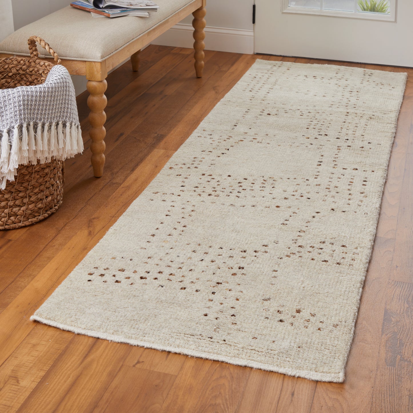 Truxel Modern/Casual Polka Dots/Geometric Tan/Brown - Feizy Rug