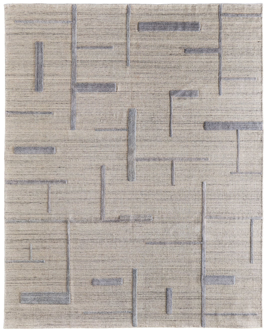 Longridge Modern/Casual/Scandinavian Geometric Ivory/Blue - Feizy Rug