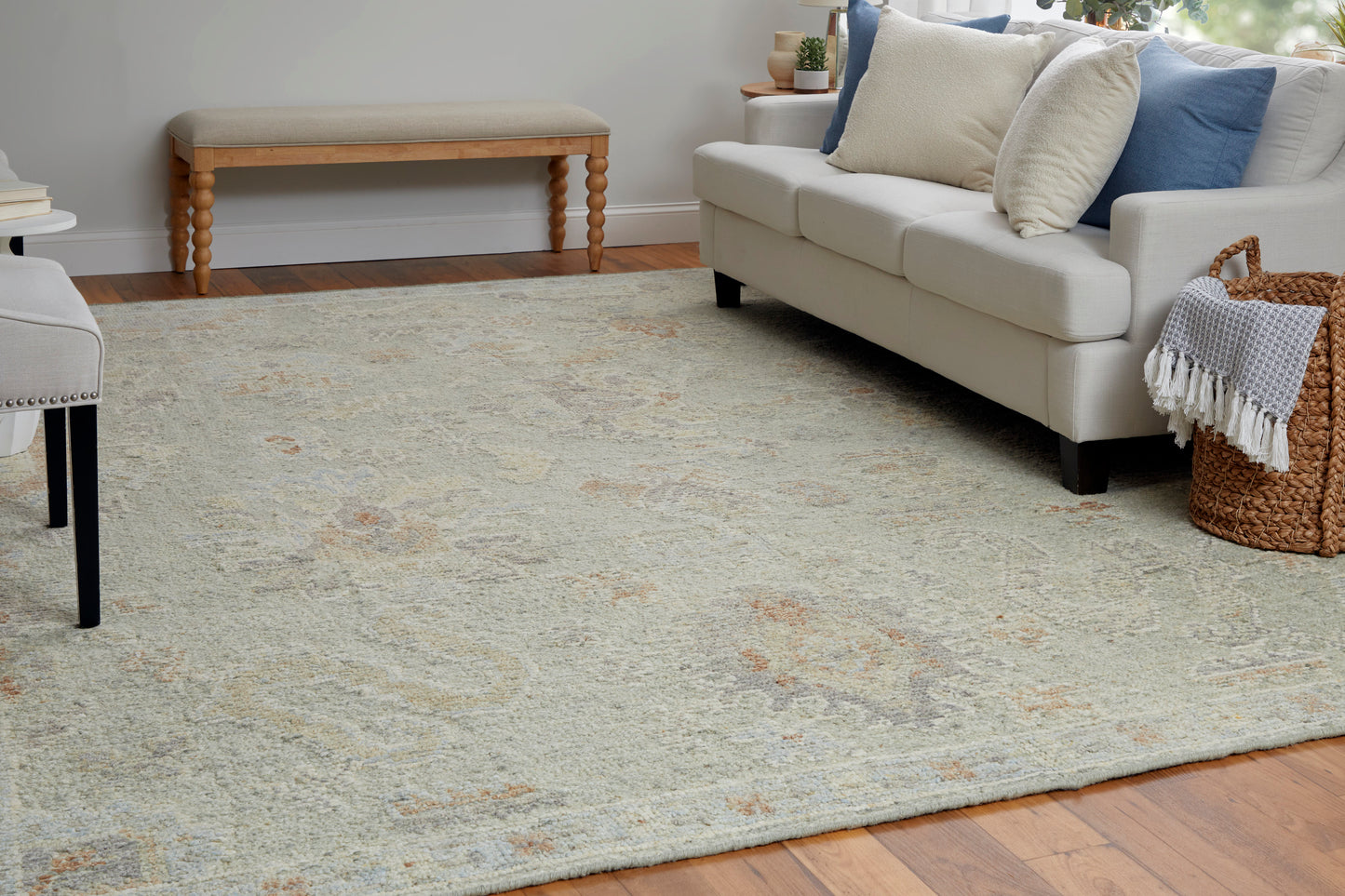 Grafton Transitional/Craftsman/Bohemian & Eclectic Floral & Botanical/Floral & Botanical Gray/Green/Blue - Feizy Rug