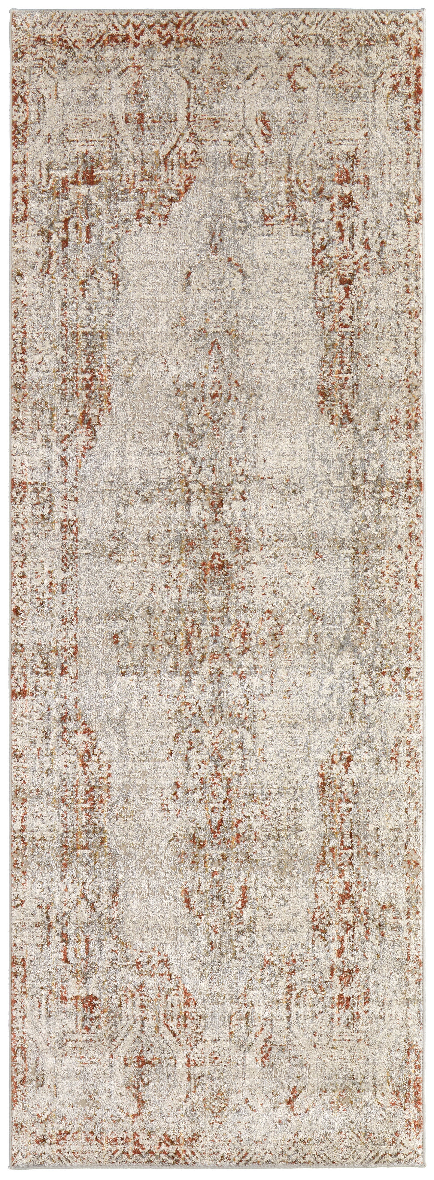 Kaia Transitional/Casual/Vintage Distressed/Medallion/Persian Tan/Ivory/Orange - Feizy Rug