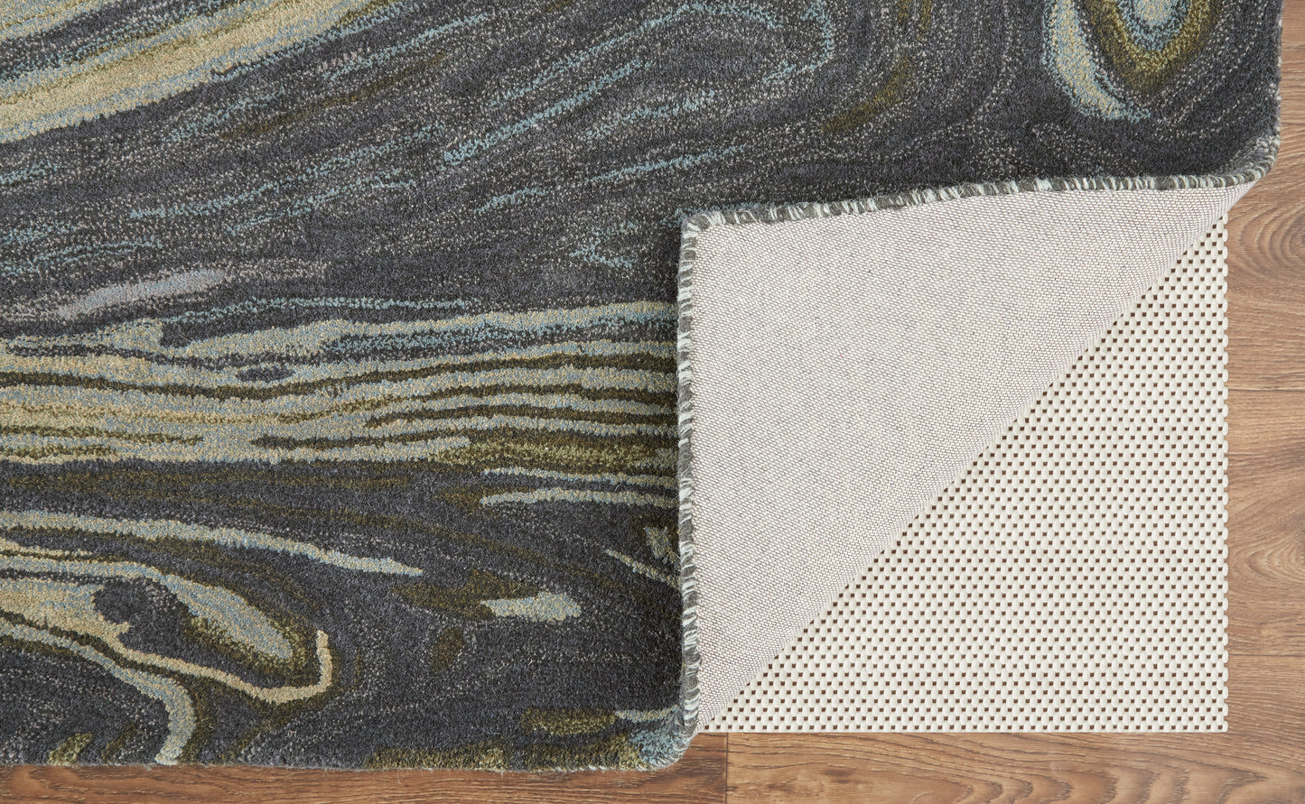 Amira Transitional/Industrial/Casual Abstract/Watercolor Blue/Ivory/Green - Feizy Rug