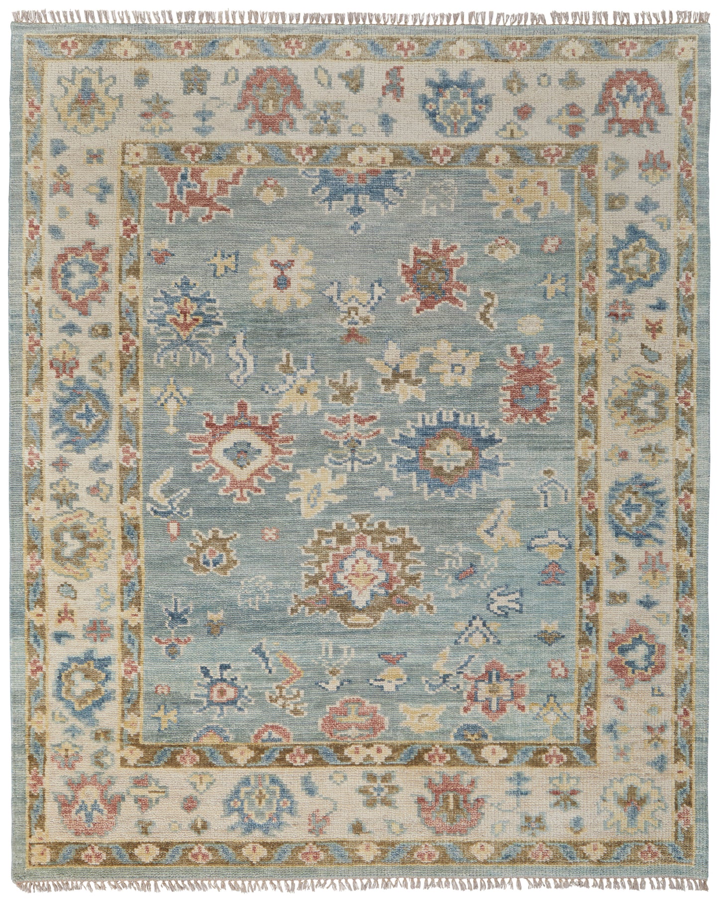 Fillmore Transitional/Bohemian & Eclectic/Craftsman Floral & Botanical/Bordered Blue/Ivory/Yellow - Feizy Rug