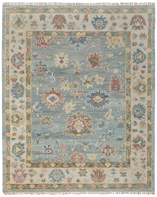 Fillmore Transitional/Bohemian & Eclectic/Craftsman Floral & Botanical/Bordered Blue/Ivory/Yellow - Feizy Rug