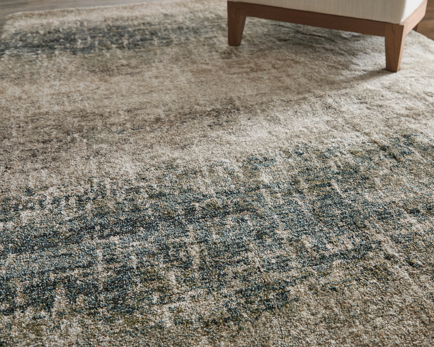 Richmond Modern/Industrial Abstract/Distressed Ivory/Blue/Green - Feizy Rug