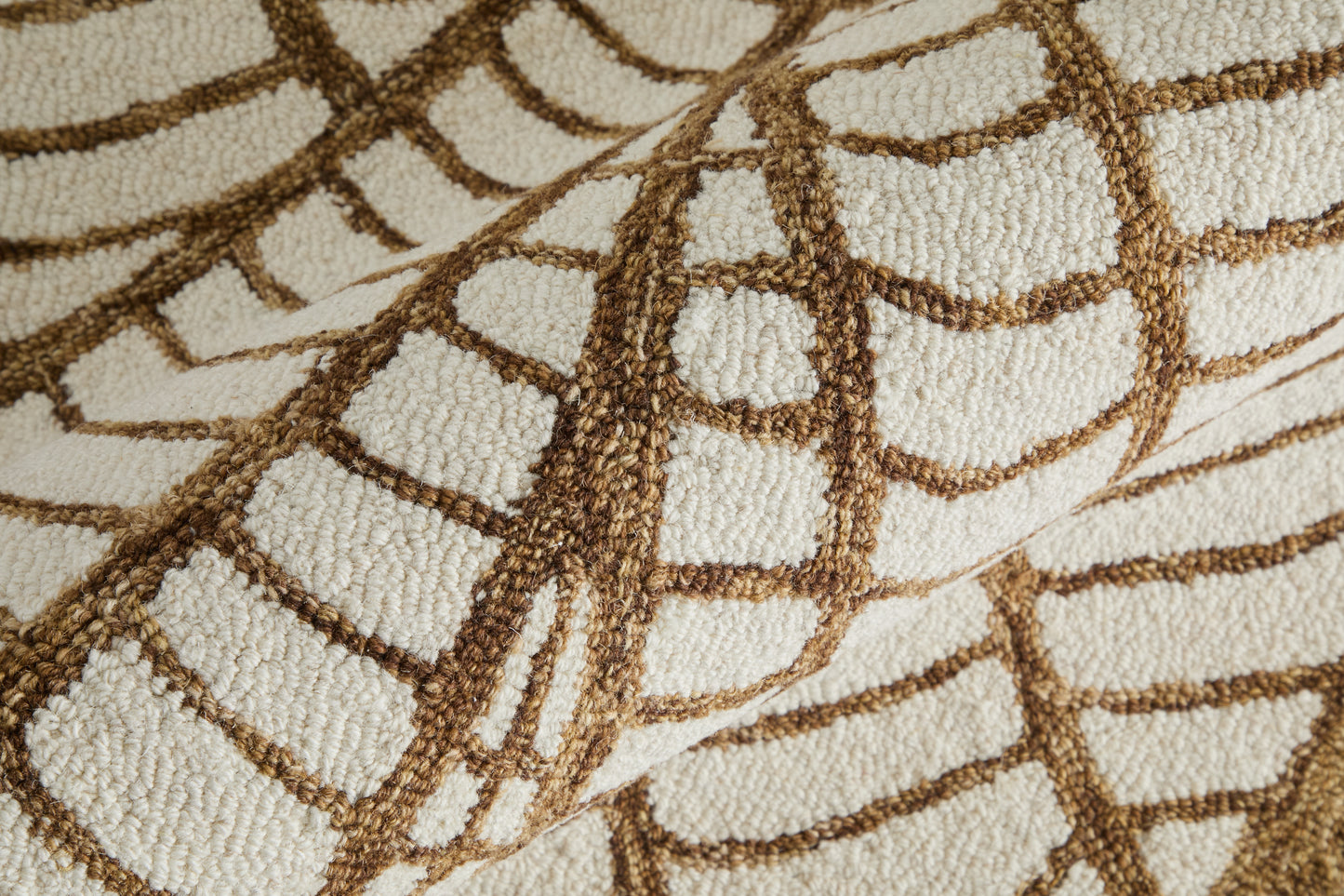 Wallace Modern/Bohemian & Eclectic/Luxury & Glam Ikat/Geometric White/Brown - Feizy Rug