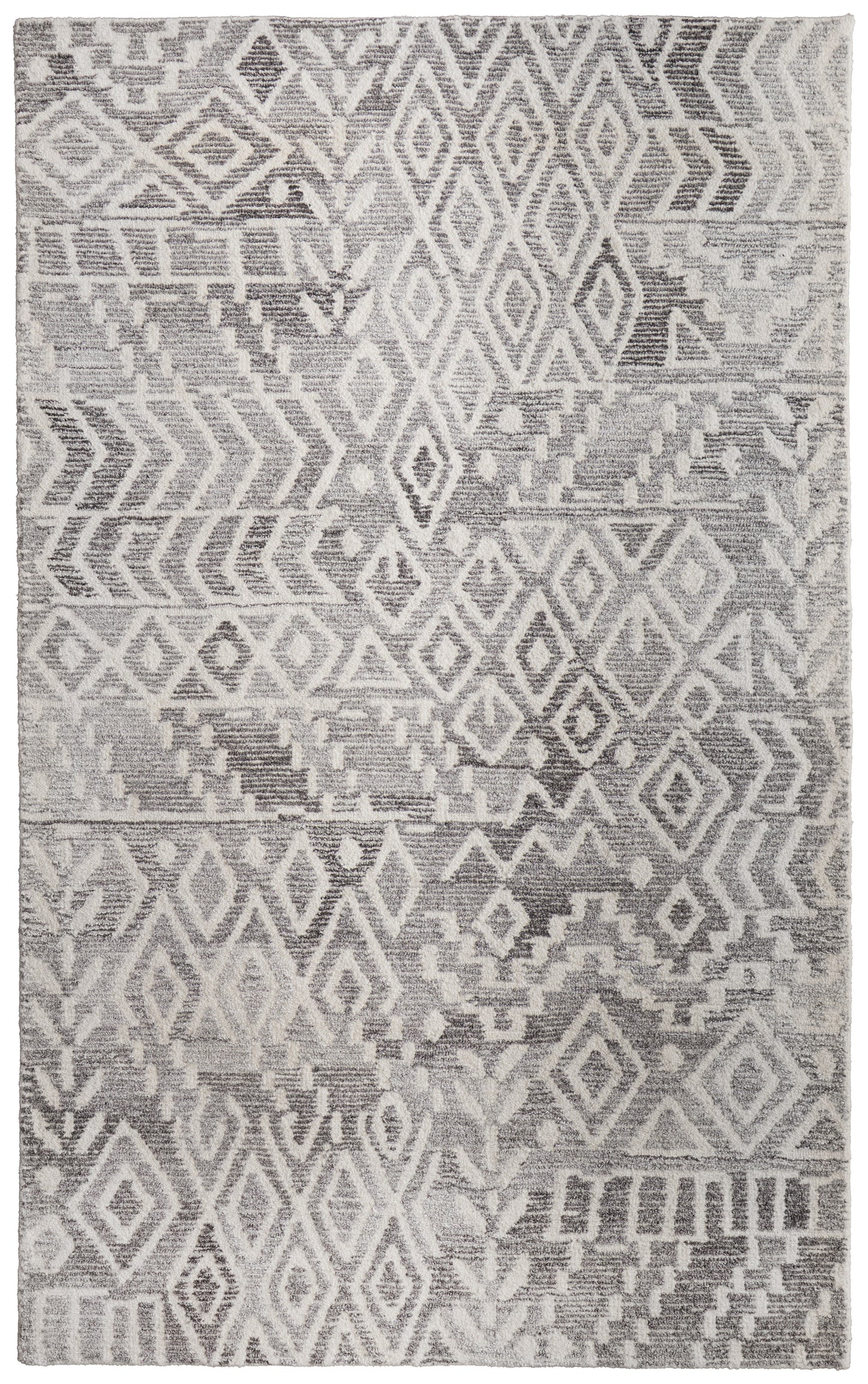 Asher Transitional/Bohemian & Eclectic/Global Distressed/Abstract/Moroccan Gray/White - Feizy Rug