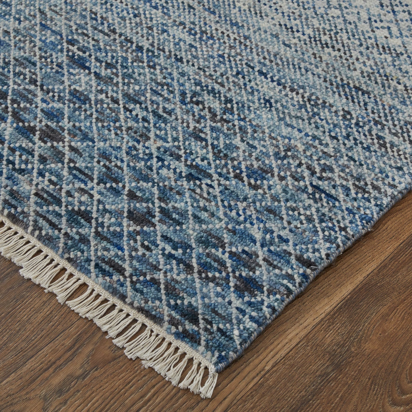 Branson Transitional/Casual/Scandinavian Solid/Geometric Blue/Ivory - Feizy Rug